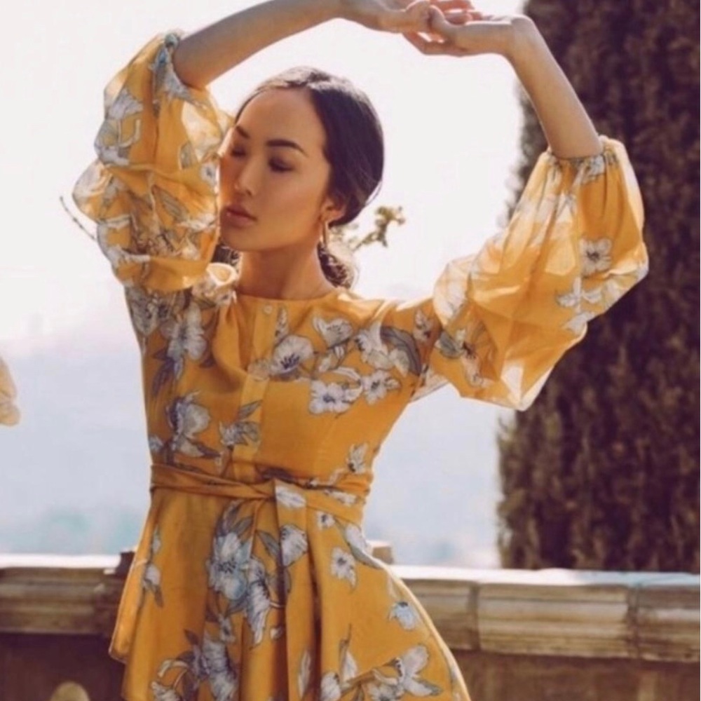Chriselle J.O.A Yellow and White Dress.GORGEOUS!!